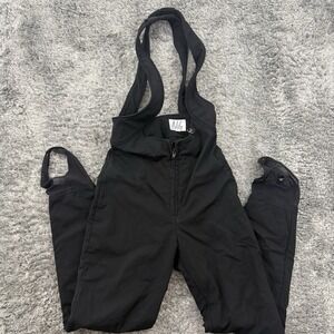 Vintage Nils Women's Ski Snow Full Bib Bibs Size 10L Black Stirrup Pants Skiing‎